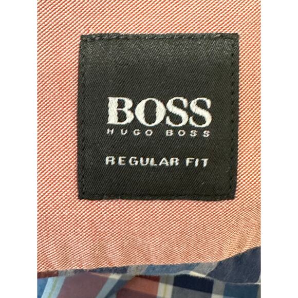 Hugo Boss Blue Red Cotton Check Long Sleeves Casual Shirt size XL - Picture 3 of 10